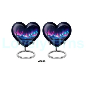 Vente chaude belle urne de crémation de coeur de souvenir d'aurore pour les cendres humaines avec le support et le sac libre de velours - Product Image 3
