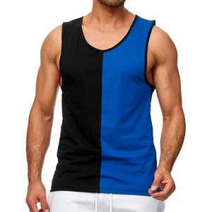Couleur unie Logo personnalisé Gilets côtelés Débardeur en coton respirant Vente en gros Débardeur côtelé sans couture pour hommes - Product Image 4