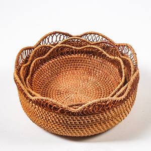 ตะกร้าเก็บของในครัวราคาถูกที่สุด ตะกร้าหวายใส่ผลไม้และขนมปัง - Product Image 4