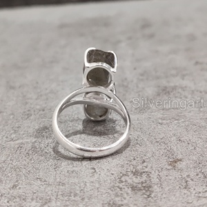 Joyería de piedra cruda Anillo de mujer Natural áspero ajustable Labradorita Piedra preciosa Piedra natal Piedra doble Anillo de plata esterlina 925 - Product Image 5