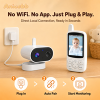 Caméra de surveillance bébé format poche 720P avec écran IPS 2,8 pouces, sans application, transmission sans fil sécurisée 300m, vision nocturne, berceuses, OEM