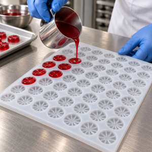 Half Sheet Mold Vector mold Silicone <b>Round</b> Pie Breaker Gummy <b>Tray</b> for Starch Free Confectionery and Gummy Batch Production - Product Image 3