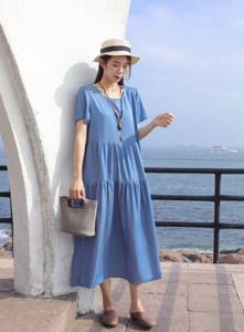 ชุดเดรสทรงเอไลน์ผ้าลินินผสมคอตตอนลายแจ็คการ์ดสไตล์กี่เพ้า แขนสั้น ไซส์พลัส ทรงปกติ สีพื้น เป็นมิตรกับสิ่งแวดล้อม เหมาะสำหรับฤดูร้อน - Product Image 6