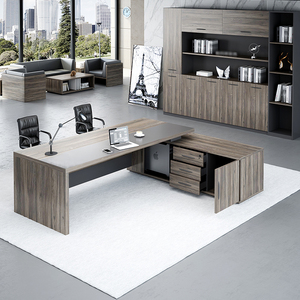 Modern Luxury Wooden Executive Boss Table Set Modular Commercial Office <b>Desk</b> with <b>Large</b> Comfortable Ergonomic Chair and Matching - Product Image 4