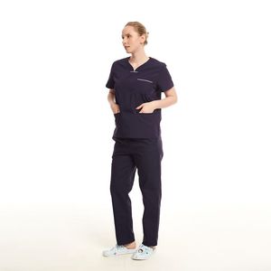 Combinaison de travail médicale en coton 100% écologique, personnalisée en usine, anti-froissement, uniforme médical d'hôpital, veste extensible, infirmière - Product Image 1