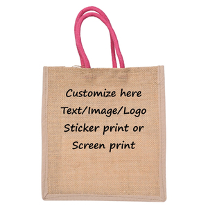 2024 laminé Jute toile sac toile de jute réutilisable bricolage lin sac de plage toile de jute Shopping sacs fourre-tout avec logo personnalisé pour l'exportation - Product Image 1