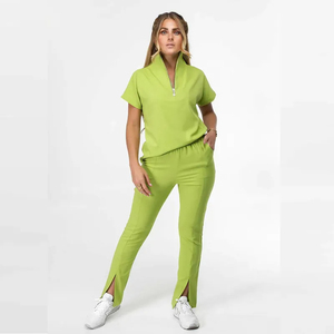Logo personnalisé col Mandarin 4 voies extensible infirmière uniforme femme Polyester Spandex ajustement confortable soins infirmiers gommage uniformes - Product Image 3