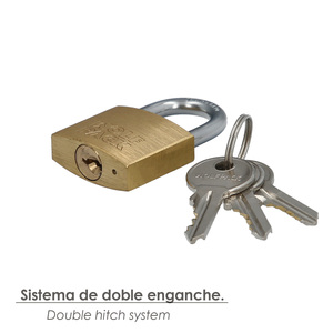 Lucchetto in ottone, catena standard, con chiave unificata, 30 mm, n. 1, Resistente - Product Image 4