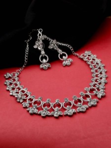 Ensemble de colliers en pierre autrichienne délicate florale plaquée argent pour la fête de mariage ou les fiançailles Type religieux orthodoxe - Product Image 2