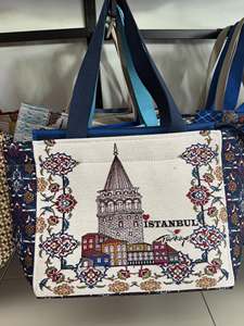 กระเป๋าผ้าแคนวาส DAFNI BIG PAZAR พิมพ์ลายตามสั่ง ขนาด 24x31 นิ้ว สำหรับผู้หญิง สไตล์ Normcore/Minimalist ใช้ซ้ำได้ มีซิปปิด เหมาะสำหรับทุกฤดูกาล - Product Image 2