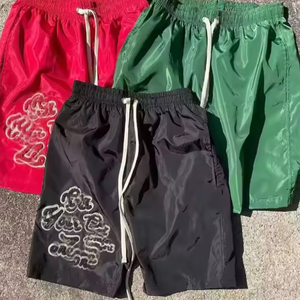 Pantalones cortos deportivos Vintage para hombre, ropa de calle 100% algodón con cordón grueso y logotipo personalizado, estampado de leopardo - Product Image 6