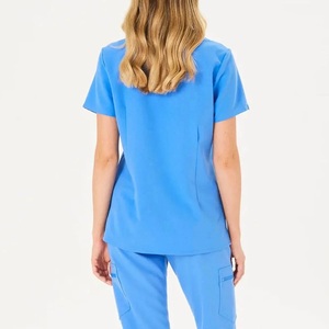 Ensemble de blouses et pantalons de soins d'urgence à mouvement flexible, testé pour la qualité, avec poches et col en V, pour uniforme d'hôpital - Product Image 4