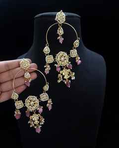 ชุดต่างหู kundan ชุบทองคุณภาพสูงจากผู้ผลิตอินเดียเครื่องประดับแฟชั่นไข่มุกหลายสี - Product Image 1