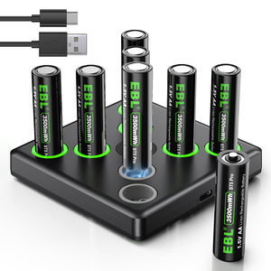 <span class=keywords><strong>Aa</strong></span> ליתיום יון <span class=keywords><strong>aa</strong></span> 8 חבילת 1.5v סוללה a3500mwh USB-C מטען מהיר להגדיר עבור פנס דלת מצלמה