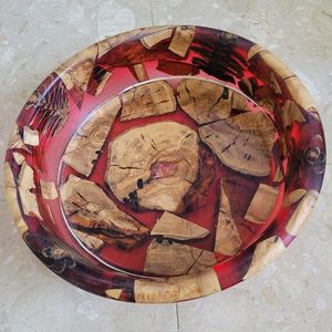 Sustainable Natural Wood Resin Eco-Friendly Salad Bowl Handmade Dishwasher Safe Wedding Party <b>Dinnerware</b> India - Product Image 5