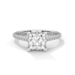 2.0ct Princess Cut CZ Solitaire <b>Ring</b> with Pave <b>Set</b> Band 925 Sterling Silver Engagement <b>Wedding</b> Band Bridal Jewelry <b>Women</b> <b>Ring</b> - Product Image 5