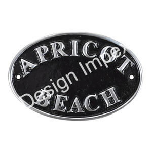 ป้ายชายหาดทรงรีสีแอปริคอทป้ายโลหะเคลือบสีดำป้ายติดผนังแบบกำหนดเองได้ป้ายทั่วไปสำหรับตกแต่ง - Product Image 2