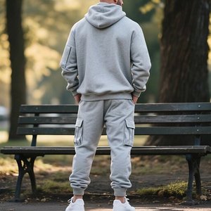 Hombre Cargo a juego Casual Top camisetas pantalones capuchas traje sudadera chándales para hombre con capucha - Product Image 5