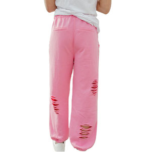 Vêtements personnalisés, pantalons de survêtement légers empilés et délavés pour hommes et femmes, respirants, noirs, style décontracté, non tissés - Product Image 4