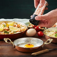 Poêles en cuivre classiques traditionnelles faites à la main pour la cuisson des œufs, des omelettes, avec des poignées ergonomiques en laiton martelé, ustensiles de cuisine écologiques