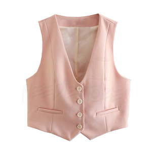 2025 printemps nouvelle mode col en v gilet court Vintage sans manches femme Camis Chic hauts du Pakistan fabricant - Product Image 2
