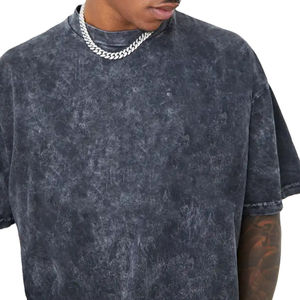 T-shirt vintage 100% coton délavé à l'acide pour hommes séchage rapide respirant nouveau design mode surdimensionné Logo personnalisé tricoté OEM disponible - Product Image 3