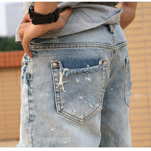 Vêtements de rue de haute qualité hiphop baggy jean shorts en coton hommes shorts 5 pouces denim cargo shorts pour hommes - Product Image 5