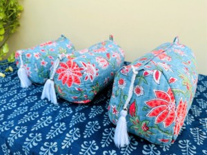 Floral Handmade Boxy <b>Toiletry</b> <b>Bags</b>, Flowers Quilted Makeup Pouches, Large Capacity Cosmetic & Storage <b>Bag</b>, Bridesmaid Gift - Product Image 2