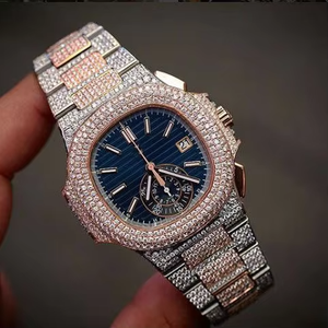 Montre de luxe en acier inoxydable de haute qualité Hip Hop entièrement sertie de diamants Montre mécanique pour hommes Montres en diamant Moissanite VVS - Product Image 1
