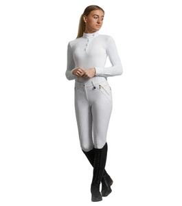 Pantalones de equitación para mujer al por mayor, de cintura alta, con bolsillos, para invierno, con cintura ancha y presillas, y agarre completo en el asiento, tipo mallas de competición - Product Image 1