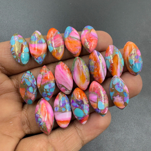 พลอยทองแดงสีชมพูสีเทอร์ควอยซ์ทรงโค้งเรียบพลอยหลวมคุณภาพสูงสำหรับทำเครื่องประดับ20x10มม. ขายส่งมาก - Product Image 1