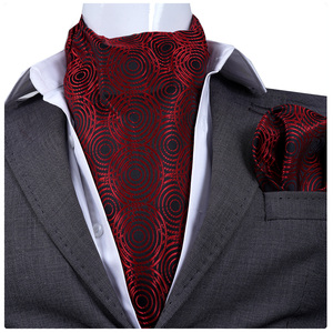 Conjunto de Pañuelos Ascot de Diseño Geométrico en Negro y Rojo para Bodas - Product Image 1