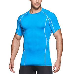 Men Skinny Tight <b>Compression</b> <b>Base</b> <b>Layer</b> Short Sleeve T Shirt Bodybuilding Tops Polyester and Spandex Cheap Price OEM 2025 - Product Image 4