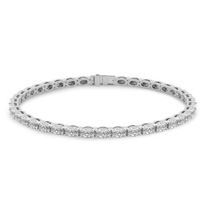 Elongated Oval Lab Grown Diamond Tennis Bracelet 3 Ct Tw F-G Color VS Clarity 51 Diamonds 14K <b>Solid</b> <b>Gold</b> Classic Line Design - Product Image 1