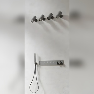 Système de douche thermostatique encastré 5 fonctions, corps en laiton noir mat, douchettes à main, fabricant et fournisseur en gros - Product Image 1