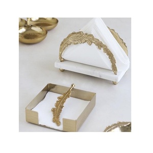 Porte-mouchoirs en marbre et aluminium en acier inoxydable Design différent Ensemble de deux supports de rangement pour serviettes - Product Image 5