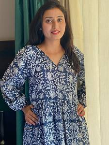 Vestido de algodón con estampado de bloques a mano, vestido de algodón con estampado Floral para mujer, vestido informal con estampado de bloques hecho en India - Product Image 5