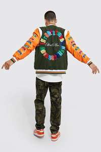 Blouson universitaire d'hiver personnalisé brodé sur mesure, corps en laine, manches en cuir, réversible, coupe-vent, fournisseur - Product Image 5