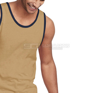 Cotton ribbed <b>men</b> singlet <b>tank</b> <b>top</b> <b>black</b> gym workout fitness sleeveless breathable bulk wholesale factory - Product Image 4
