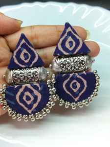 High Quality Handmade Lightweight Fabric Ethnic Dangle Earrings Modern Style Oxidized Silver Alloy Traditional Jewelry Tribal - Product Image 3