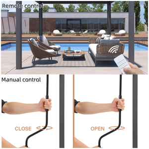 Gazebo de jardin extérieur 6*4 8*6 12*4, pergola imperméable à lames orientables, toit de pergola manuel, protection solaire en aluminium, gazebo bioclimatique - Product Image 3