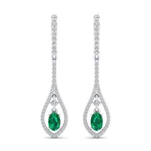 REYES Boucles d'oreilles en moissanite certifiée GRA en or étincelant 14K pour femmes, taille ovale, bijoux en pierres précieuses émeraude 1ct - Product Image 2