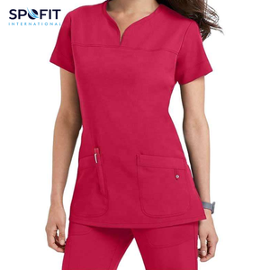 Venta caliente de punto Doctor Enfermera Uniforme Médico Scrubs Clínica Scrub Sets de manga corta Tops Pantalones Transpirable Cómodo - Product Image 5