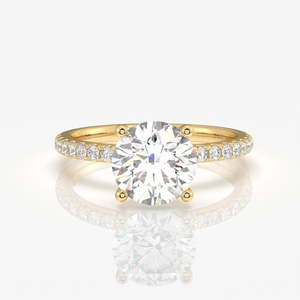 Round Cut Lab Grown Diamond <b>Set</b> in 9k <b>Gold</b> Pave Style <b>Ring</b> - Product Image 1