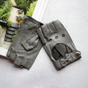 Cuir plein doigt coupe-vent respirant femmes mode Section mince creux court hiver Sports de plein air cyclisme voiture conduite - Product Image 4