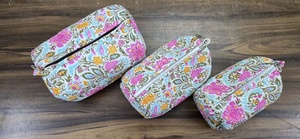 Handmade Vintage Quilted Multi Cotton Case <b>Zipper</b> Closure Durable Water Resistant Eco-Friendly Travel Makeup Organizer - Product Image 4