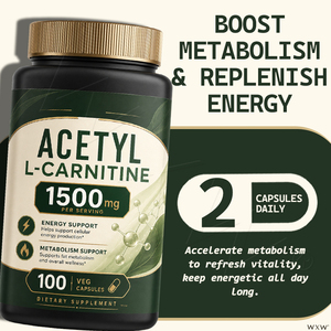 Capsule Vegetariane di Acetil L-Carnitina 1500mg per Porzione, Supporto per Energia Cellulare e Metabolismo dei Grassi, 100 Capsule OEM - Product Image 2