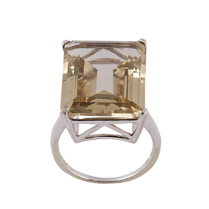 Anillo de boda de piedras preciosas de cuarzo limón de Plata de Ley 925 clásico personalizado Ajuste de bisel de diseño bonito y elegante para regalo de fiesta de moda - Product Image 1