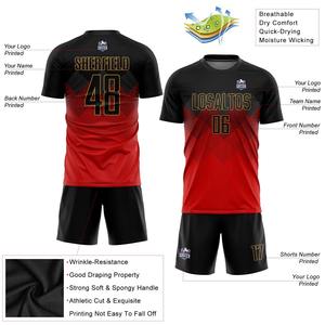 Custom Made High Quality <b>Red</b> Black and Old Gold Team <b>Football</b> Kits Sublimated Soccer Uniforms - Product Image 4