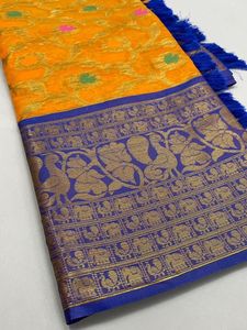 Vêtements de Festival de qualité supérieure Banarasi en soie douce Zari, sari de travail avec fournisseur de chemisiers de Surat inde - Product Image 3